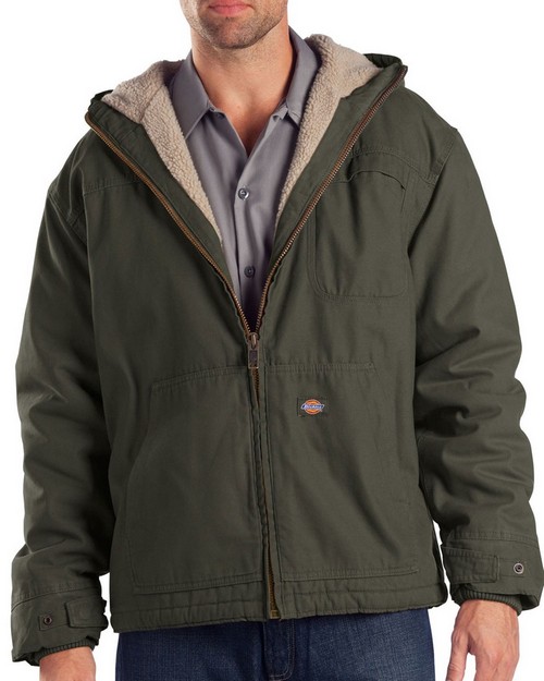 Dickies TJ350 Sanded Duck Sherpa Lined Hooded Jacket - ApparelnBags.com