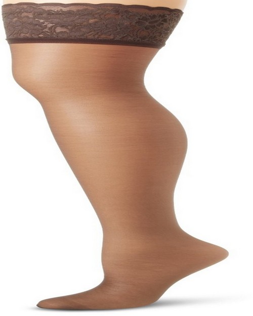 Hanes 0a444 Silk Reflections Lace Top Thigh Highs
