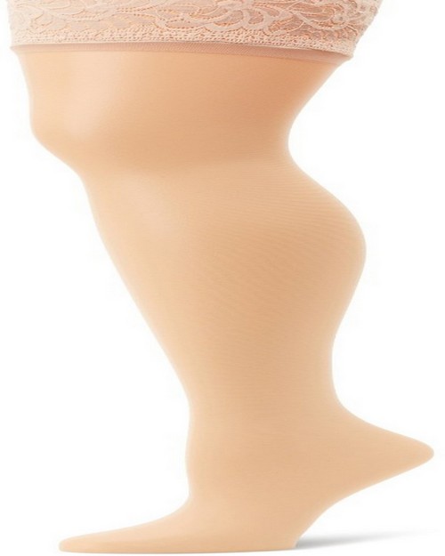 Hanes 0A444 Silk Reflections Lace Top Thigh Highs
