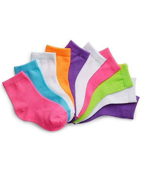 Size Chart for Hanes 37P10 Girls Toddler Ankle EZ Sort Socks Assorted ...