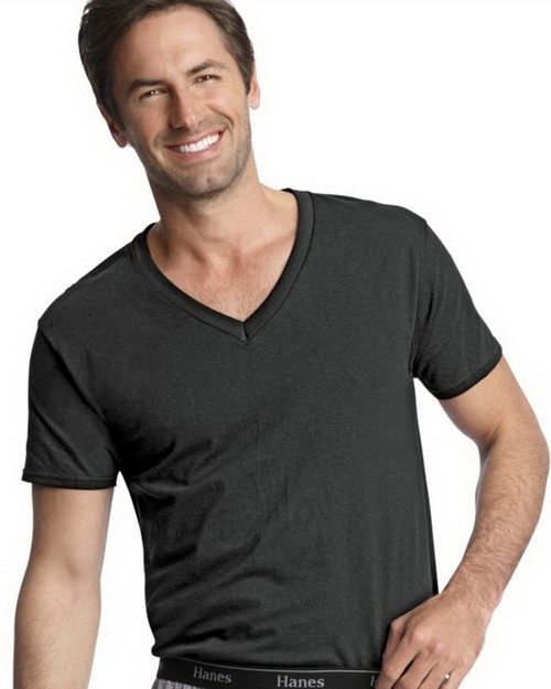 hanes black vneck