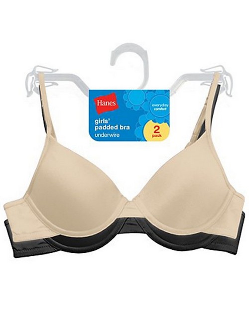 Hanes H126 Girls Padded Underwire Bra 2Pack