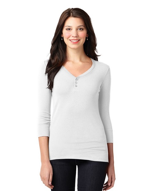 Port Authority LM1007 Ladies Concept Stretch 3/4-Sleeve Scoop Henley ...