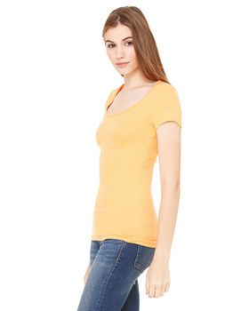 Bella + Canvas B8703 Women's Sheer Mini Rib Short-Sleeve Scoop Neck T-Shirt