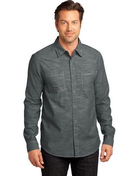 District Made DM3800 Mens Long Sleeve Washed Woven Shirt - Apparelnbags.com