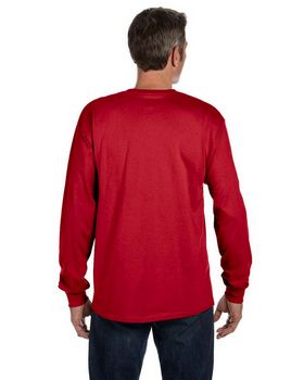 Hanes 5596 Tagless Long Sleeve Pocket T Shirt - ApparelnBags.com