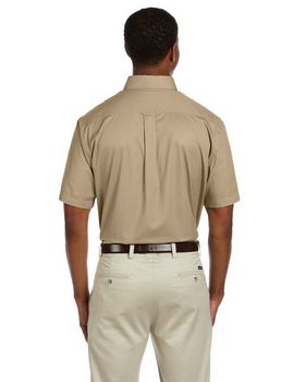 Harriton M500S Men's Easy Blend Short-Sleeve Twill Shirt with Stain-Release
