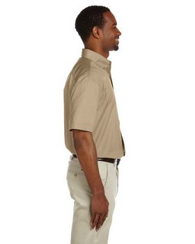 Harriton M500S Men's Easy Blend Short-Sleeve Twill Shirt with Stain-Release