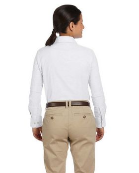 Harriton M600W Women's L-Sleeve Oxford with Stain Release