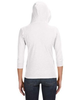 J America JA8153 Women's 3/4-Sleeve Hooded Slub T Shirt