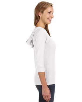 J America JA8153 Women's 3/4-Sleeve Hooded Slub T Shirt