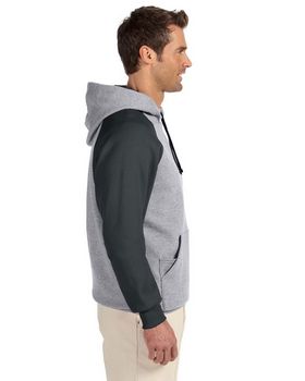 Jerzees J96 Men's NuBlend Color Block Raglan Hooded Pullover Sweatshirt
