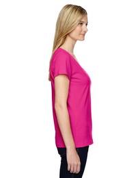 Lat 3504 Women's Fine Jersey Deep Scoop Neck Longer Length T-Shirt