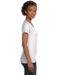 LAT 3507 Women's Fine Jersey V-Neck Longer Length T-Shirt
