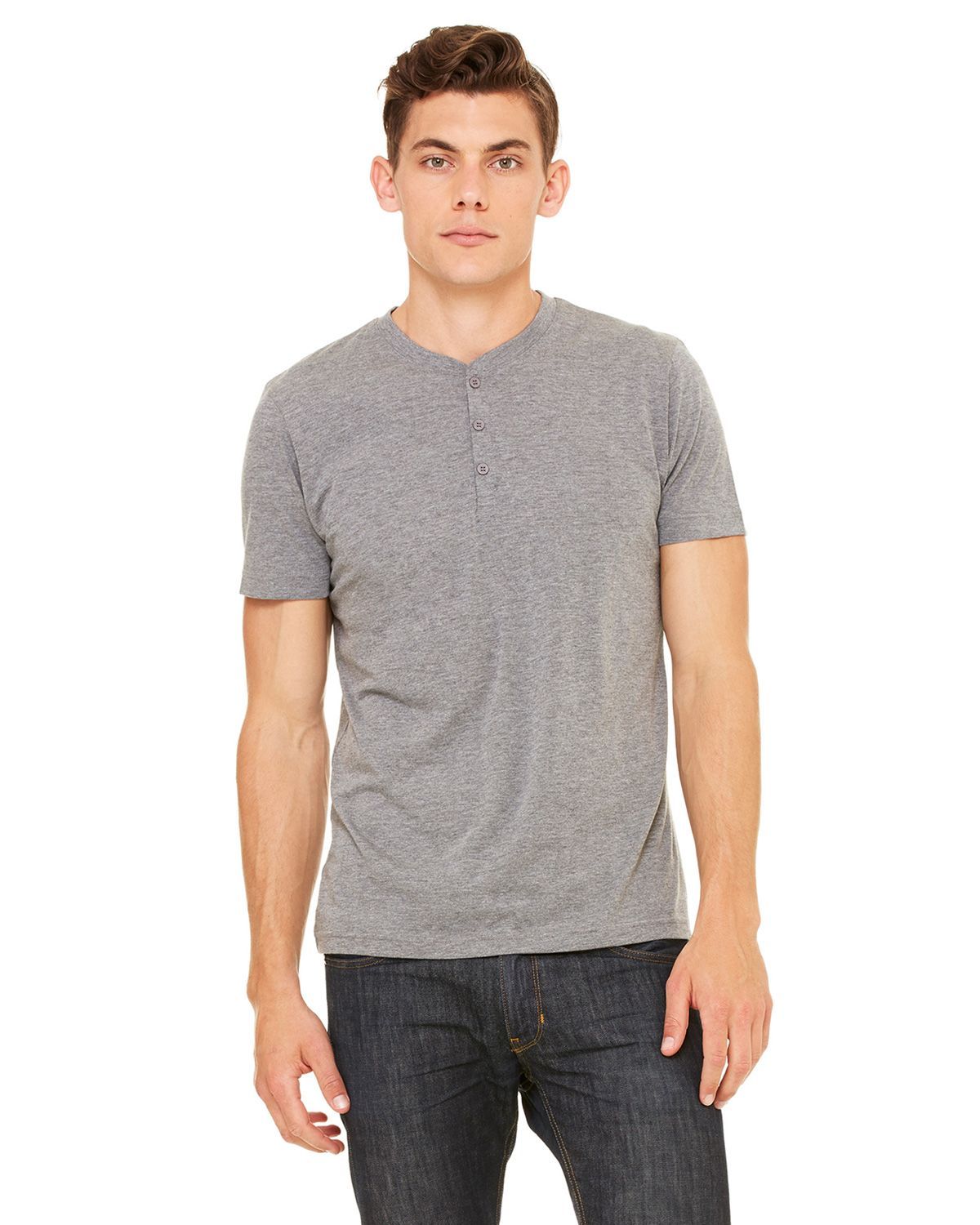 X-Small A4 Contrast Henley LT Blue//White