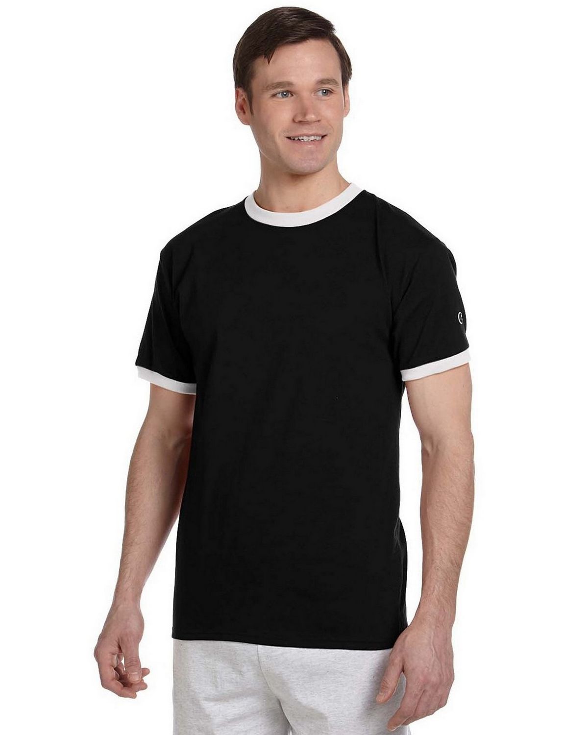 Champion T1396 Cotton Tagless Ringer T Shirt - ApparelnBags.com