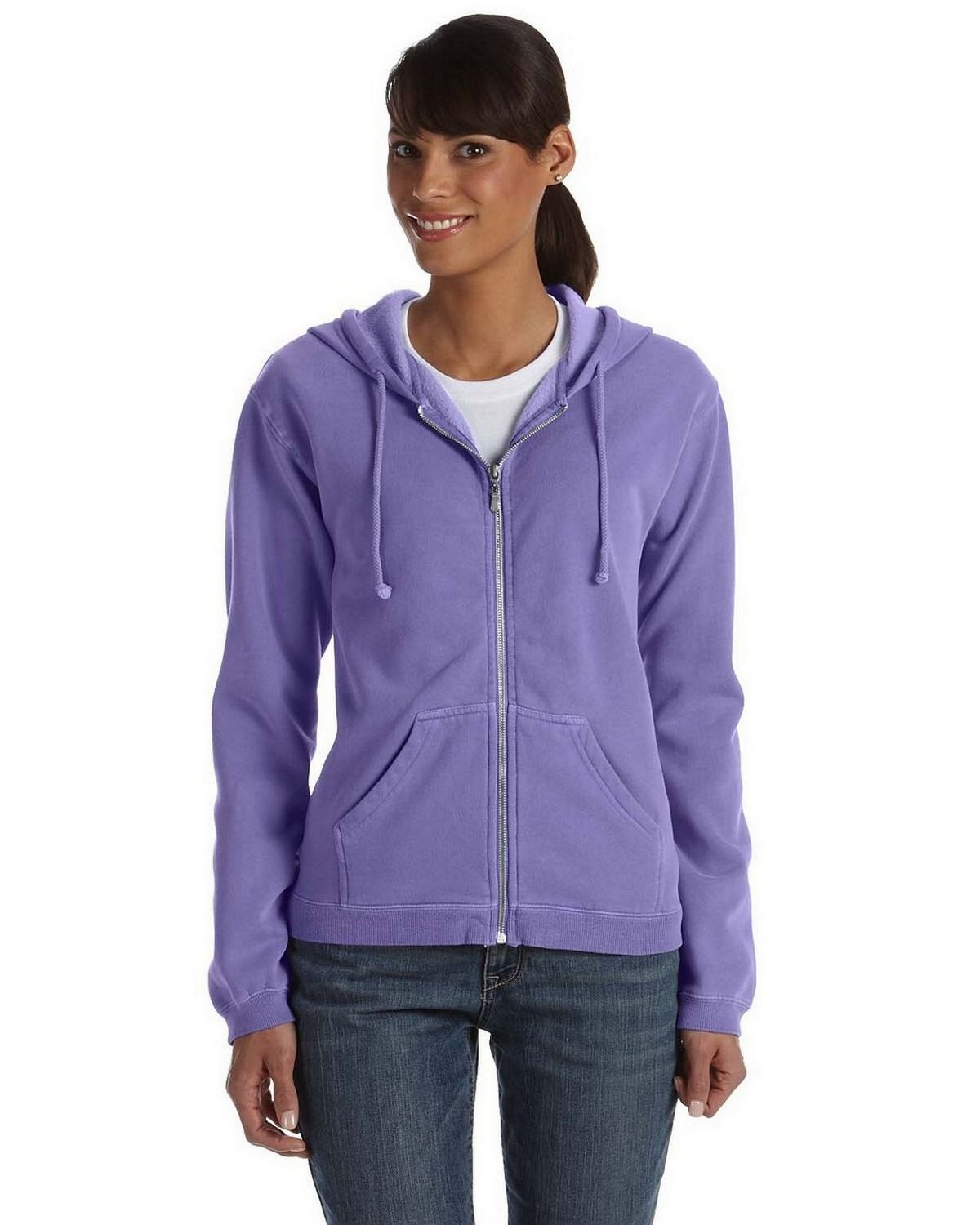 Comfort Colors C1598 Womens Full Zip Hooded Fleece - ApparelnBags.com