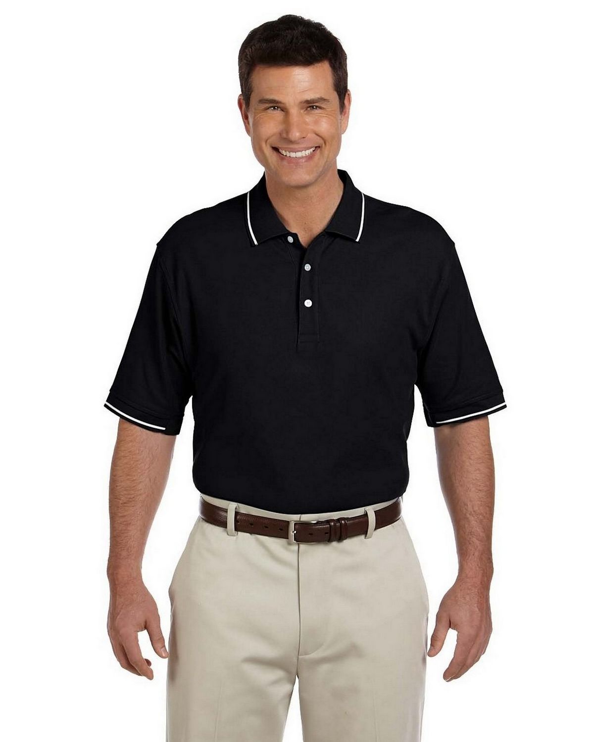 Buy Devon & Jones D113 Mens Pima Pique Tipped Polo