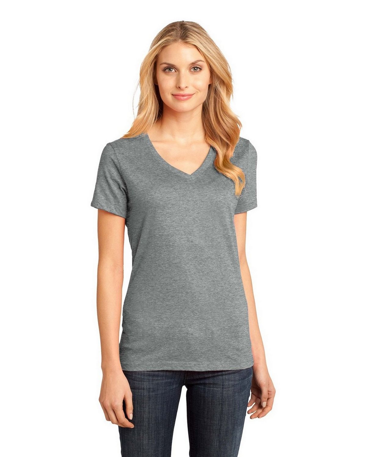 District Made Dm1170l Ladies Perfect Weight V Neck Tee