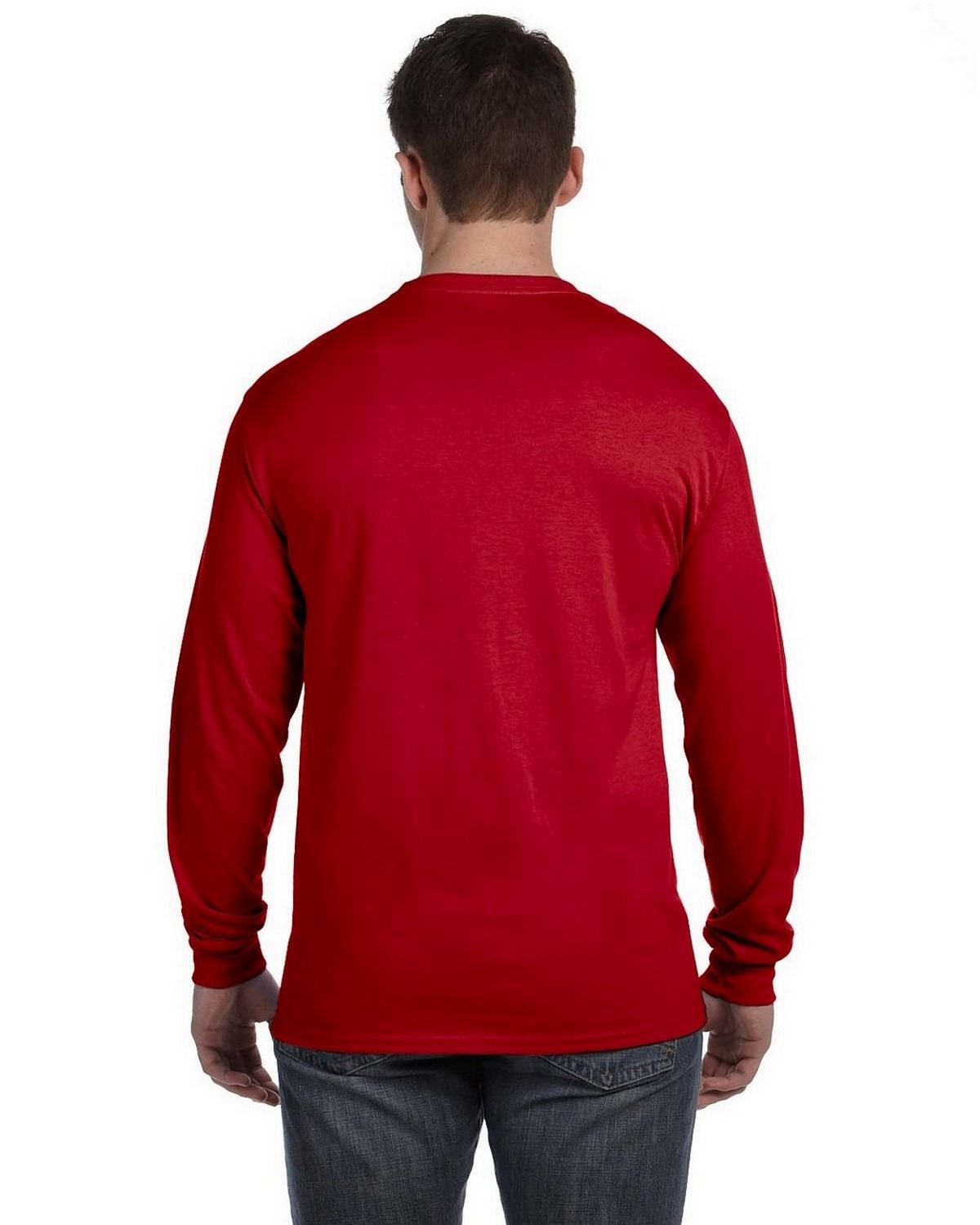 Hanes 498L 100% Ringspun Cotton Nano-T Long Sleeve T Shirt ...