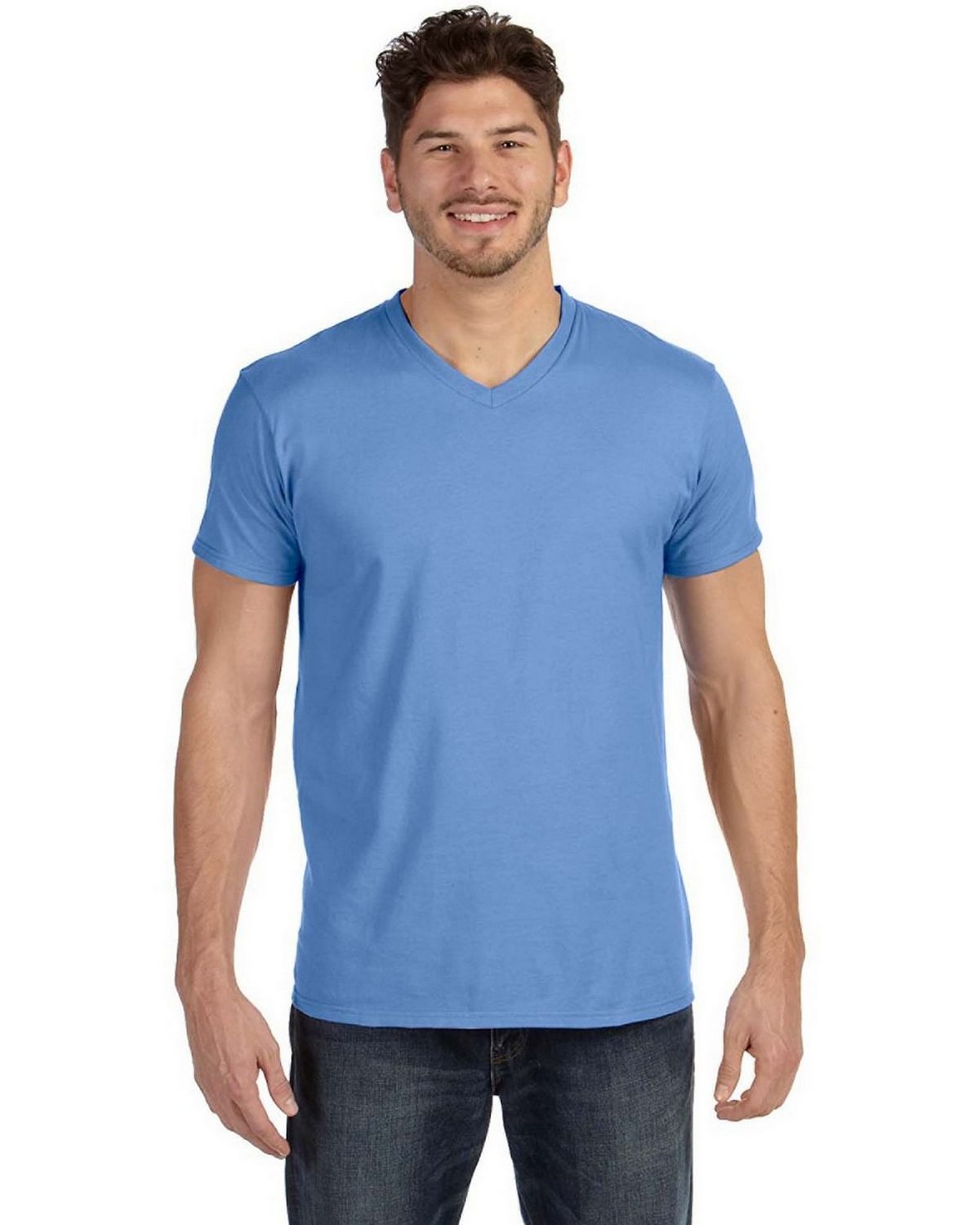 Download Hanes 498V 100% Ringspun Cotton V Neck T Shirt