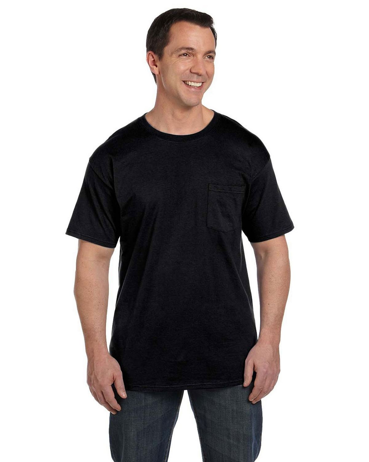 Hanes 5190 100% Cotton Pocket Tee - ApparelnBags.com