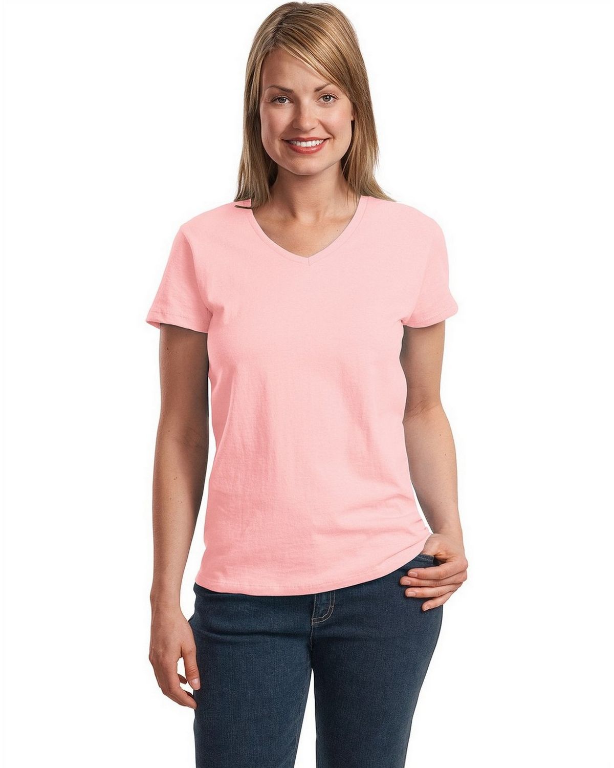 Hanes 5780 Ladies ComfortSoft V Neck T Shirt - ApparelnBags.com