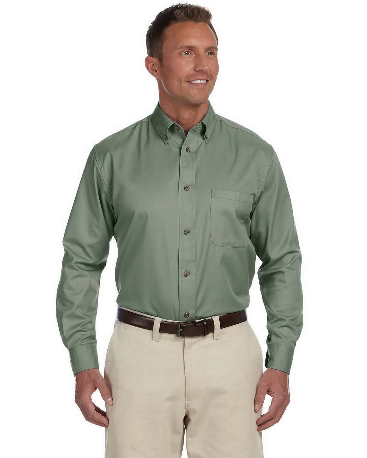 Harriton M500 Men’s Easy Blend Twill Shirt with Stain-Release ...