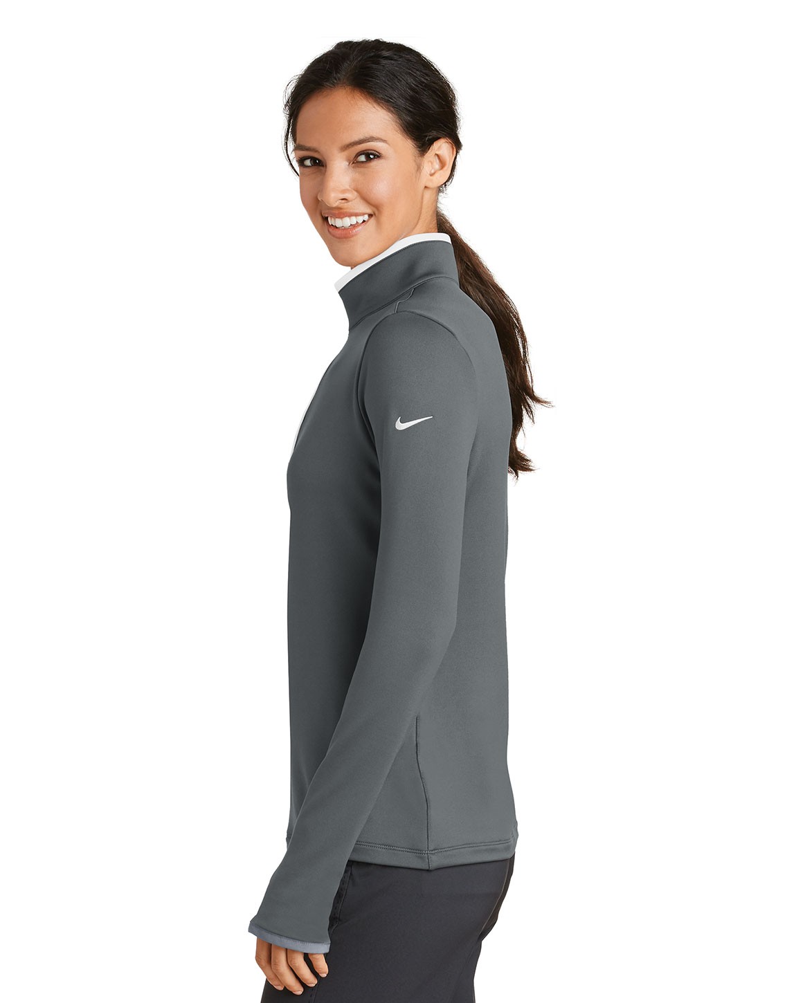 Custom Nike Dri-FIT Stretch 1/2-Zip Cover-Up Grey/Volt