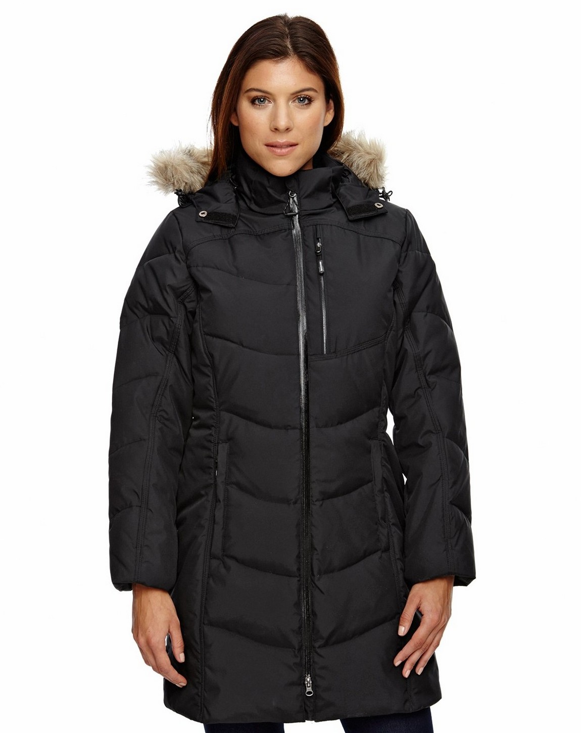 North End 78179 Boreal Ladies Down Jacket With Faux Fur Trim ...