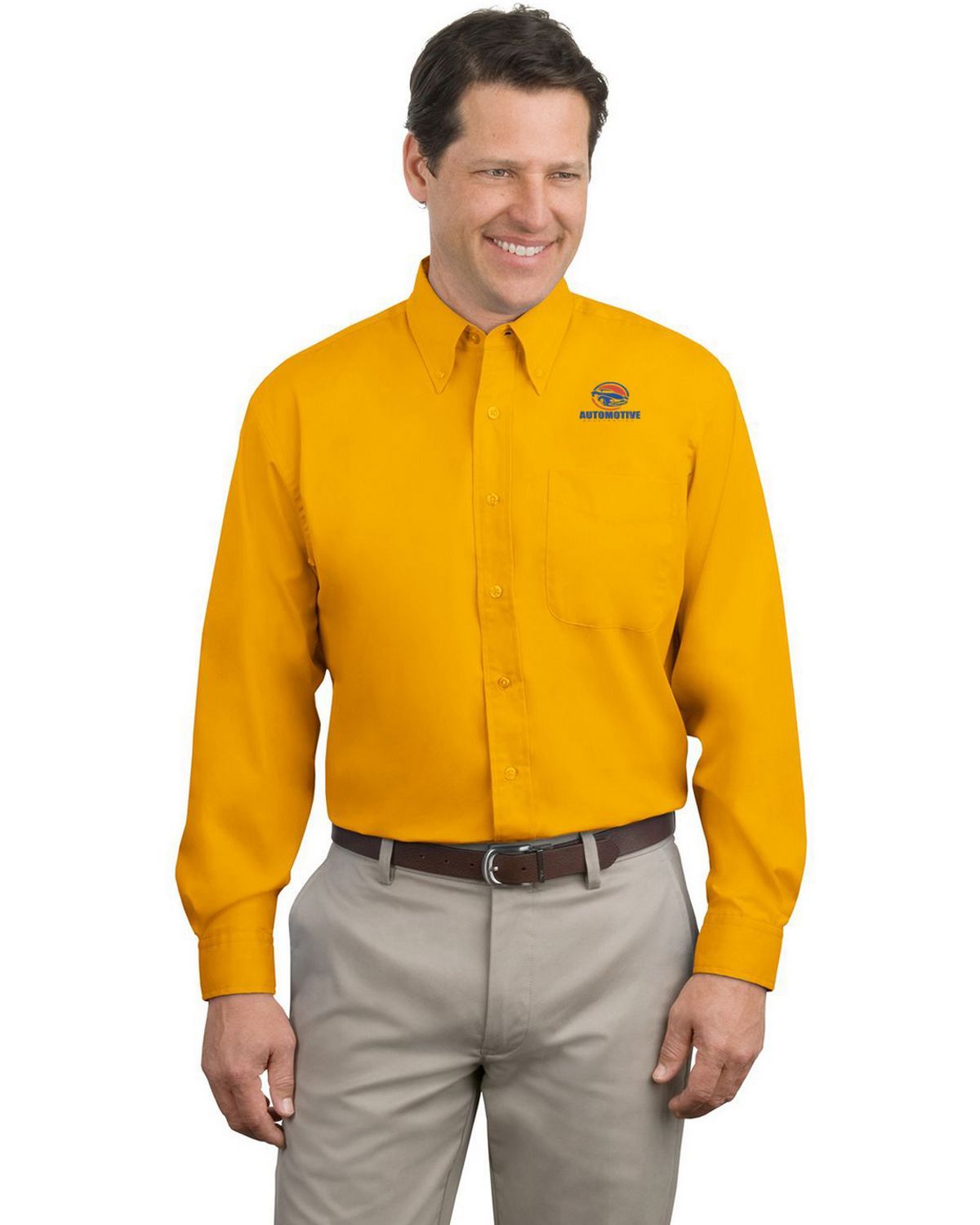 VanHeusen Easy Care Pinpoint Oxford Long Sleeve Men/'s Pale Yellow Shirt