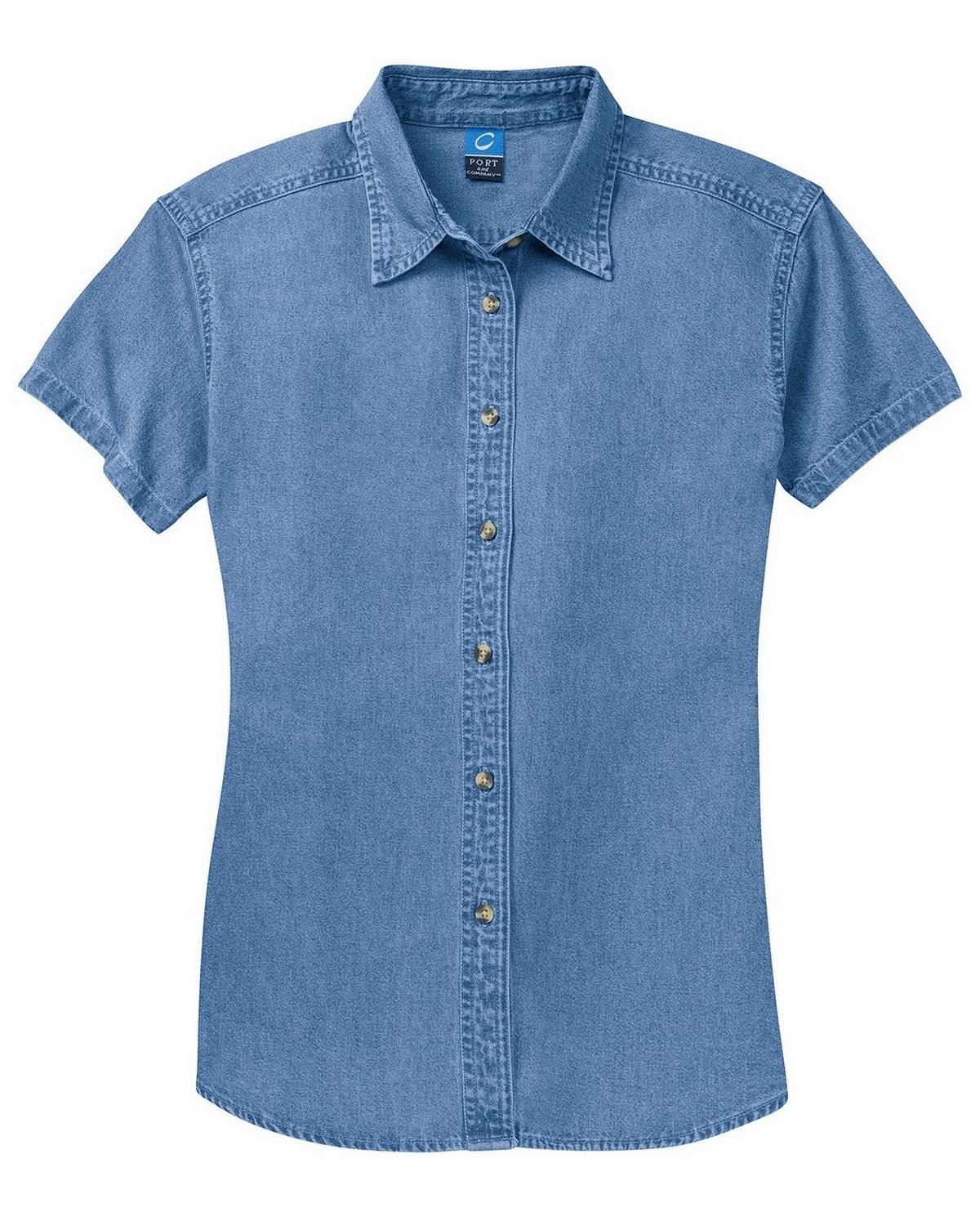 Port & Company LSP11 Ladies Short-Sleeve Value Denim Shirt ...