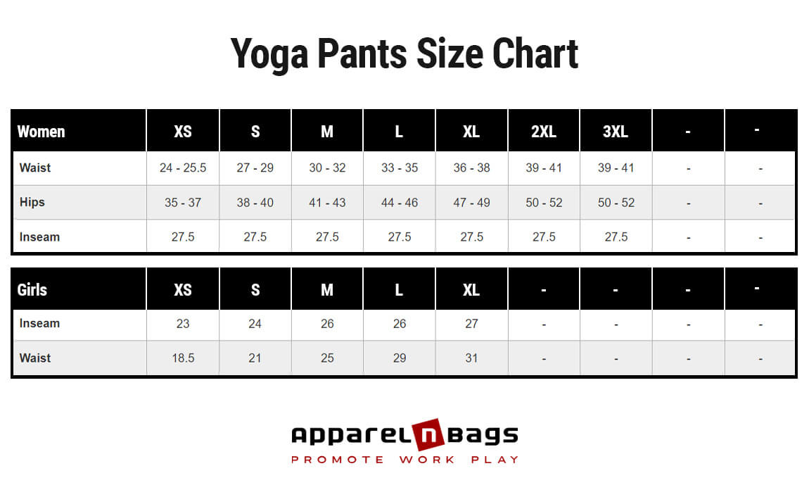 Yoga Pants Size Chart